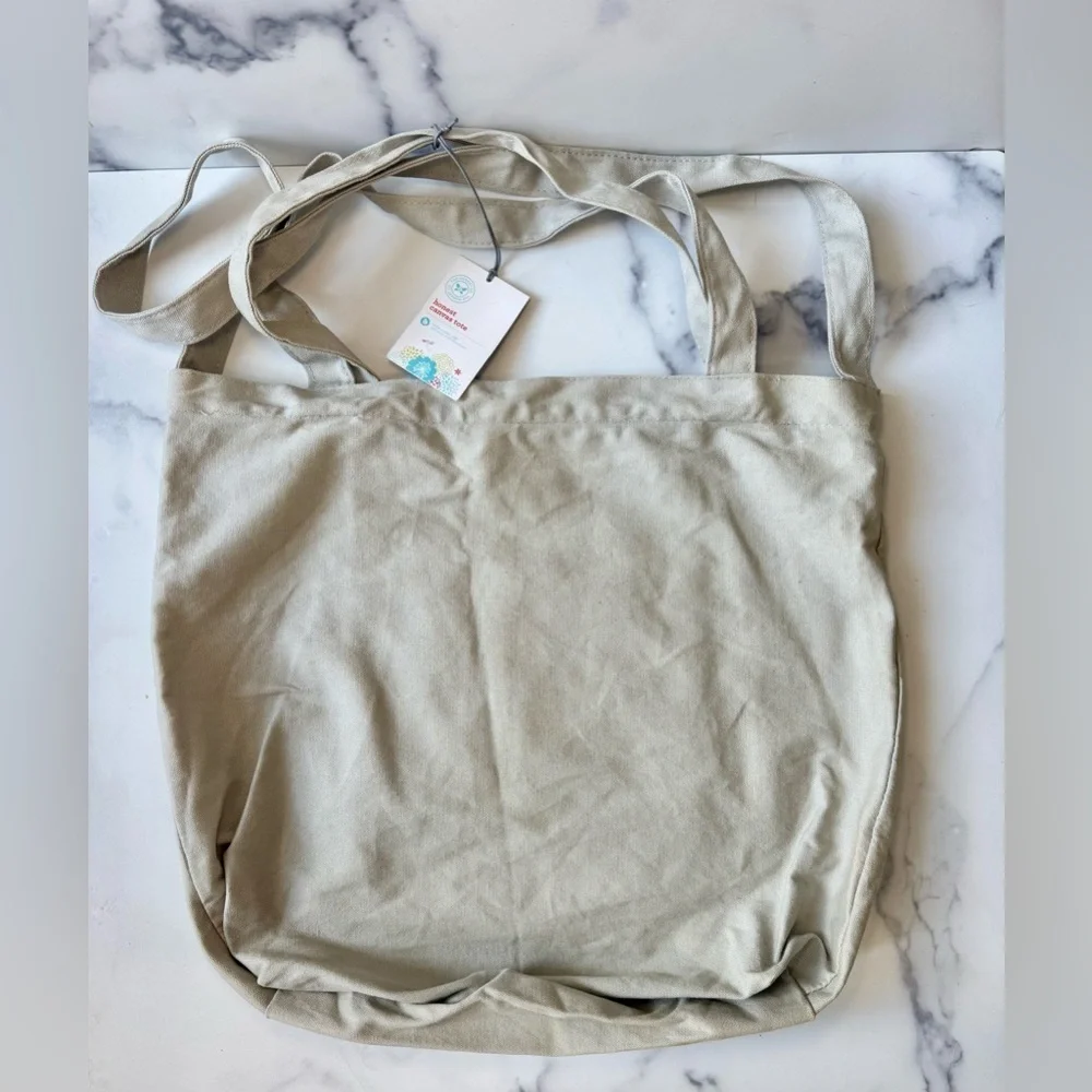 NEW Honest Company Canvas Tote Bag with Front Pocket | Everyday Tote | NWT